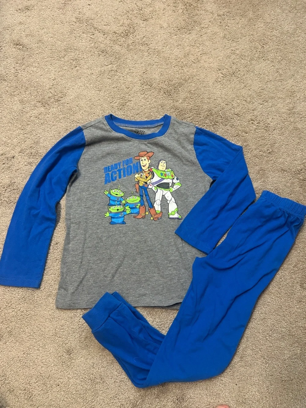 Toy Story Boys Blue and Gray Long-Sleeve Pajama Set